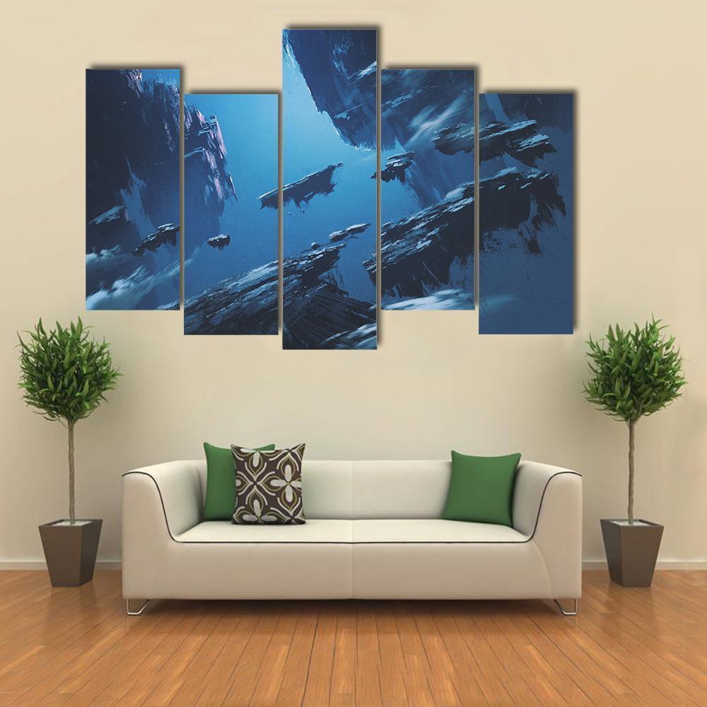 Island Floating In Sky Canvas Wall Art-5 Pop-Gallery Wrap-47" x 32"-Tiaracle