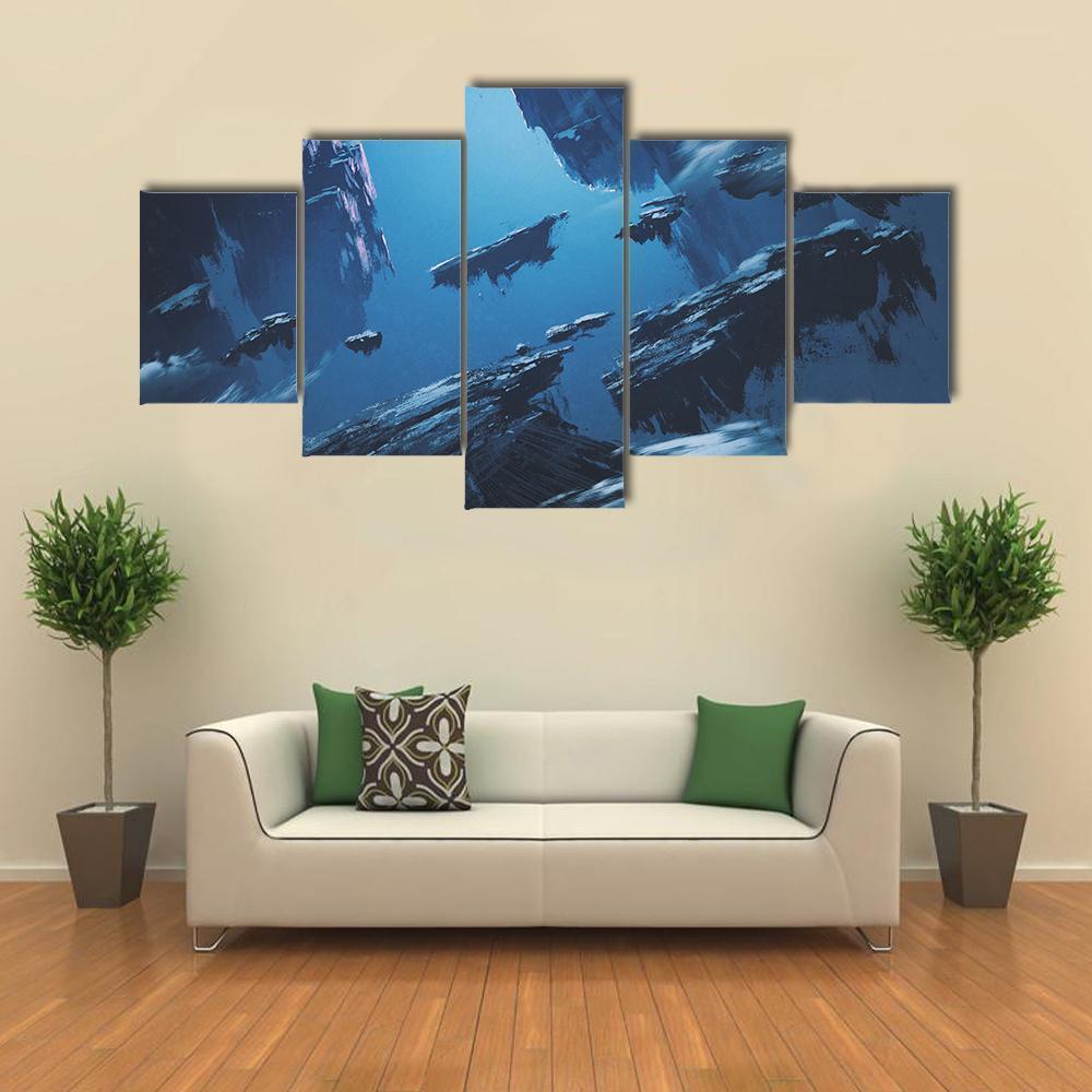 Island Floating In Sky Canvas Wall Art-5 Star-Gallery Wrap-62" x 32"-Tiaracle