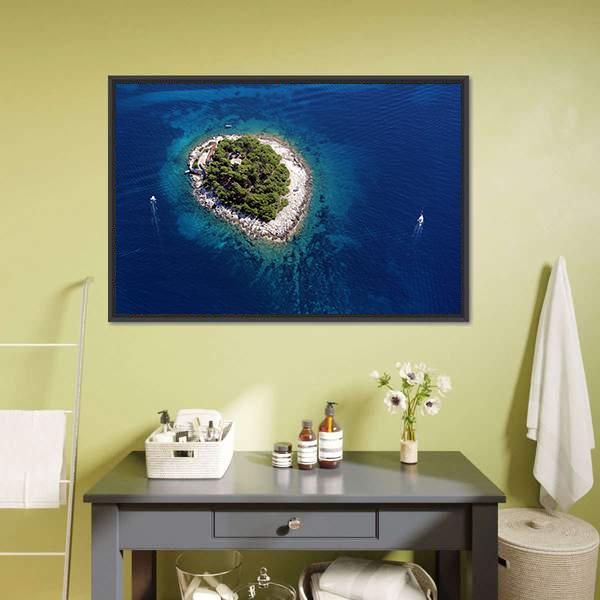 Island Galesnik From Air Canvas Wall Art-1 Piece-Floating Frame-24" x 16"-Tiaracle