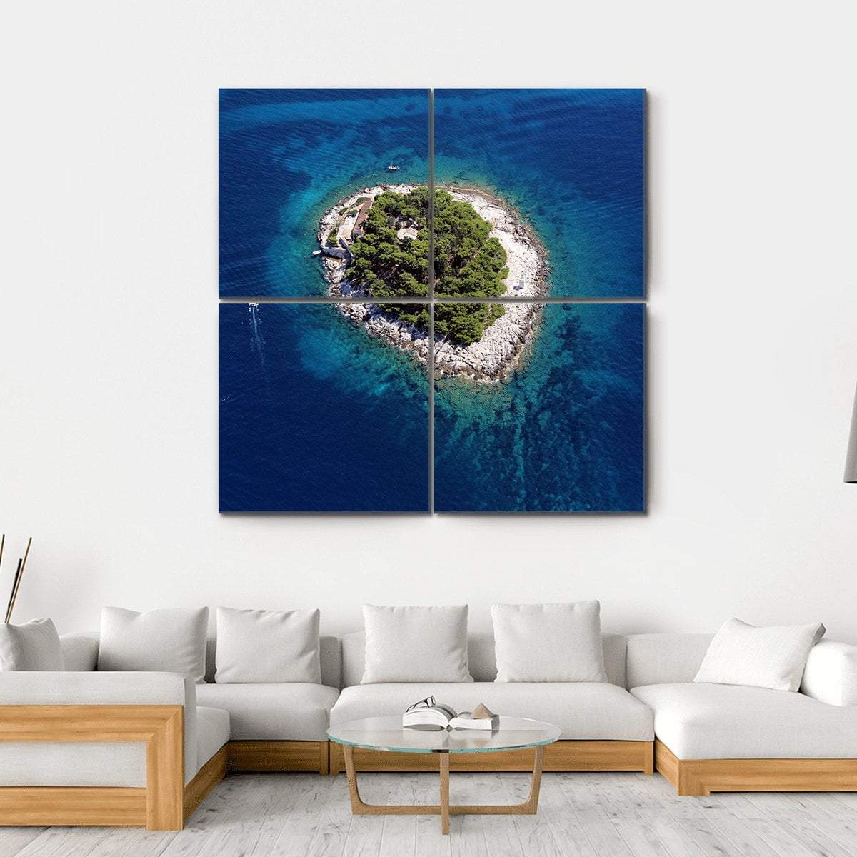 Island Galesnik From Air Canvas Wall Art-4 Square-Gallery Wrap-17" x 17"-Tiaracle
