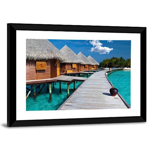Island In Ocean In Maldives Canvas Wall Art-3 Horizontal-Gallery Wrap-25" x 16"-Tiaracle