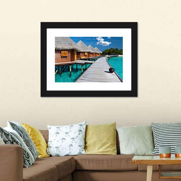 Island In Ocean In Maldives Canvas Wall Art-3 Horizontal-Gallery Wrap-25" x 16"-Tiaracle