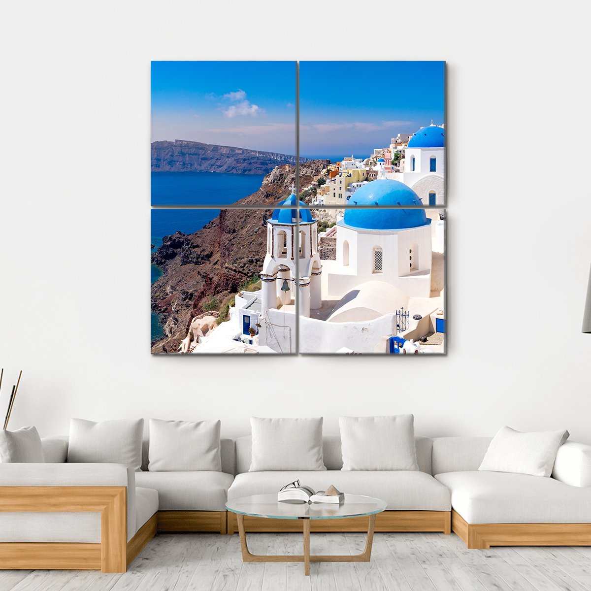 Island In Oia Santorini Canvas Wall Art-4 Square-Gallery Wrap-17" x 17"-Tiaracle