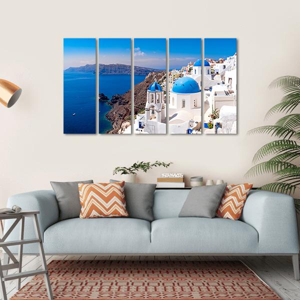 Island In Oia Santorini Canvas Wall Art-5 Horizontal-Gallery Wrap-22" x 12"-Tiaracle