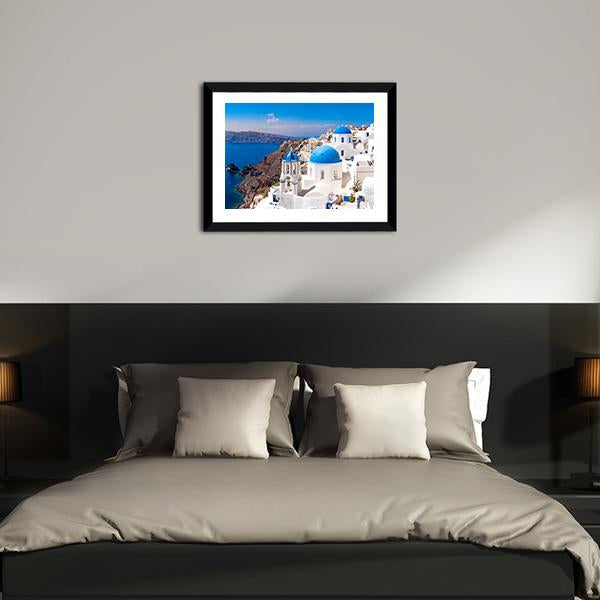 Island In Oia Santorini Panoramic Canvas Wall Art-1 Piece-36" x 12"-Tiaracle
