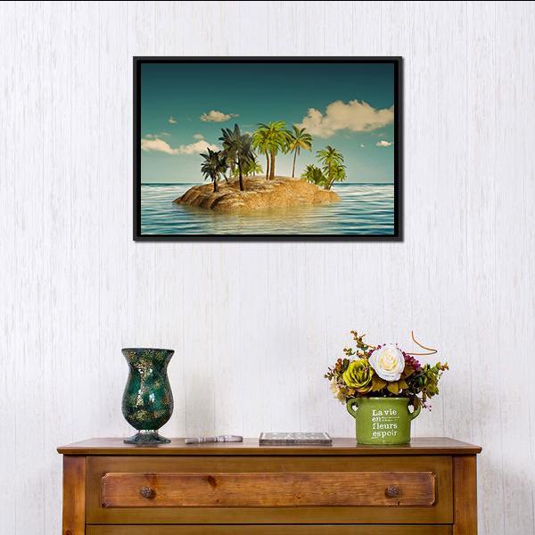 Island In The Sea Canvas Wall Art-1 Piece-Floating Frame-24" x 16"-Tiaracle