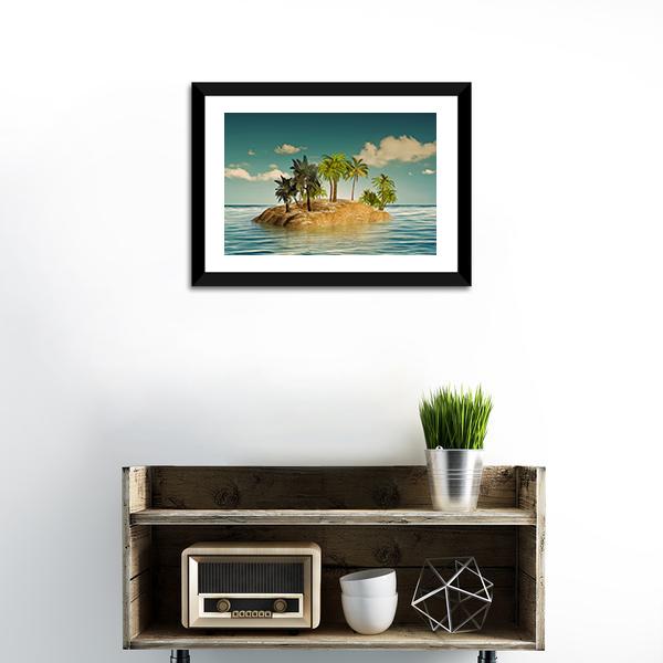 Island In The Sea Canvas Wall Art-1 Piece-Framed Print-20" x 16"-Tiaracle