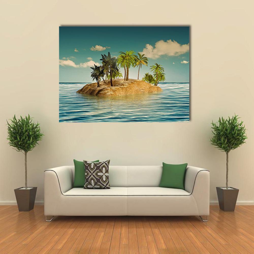 Island In The Sea Canvas Wall Art-1 Piece-Gallery Wrap-48" x 32"-Tiaracle