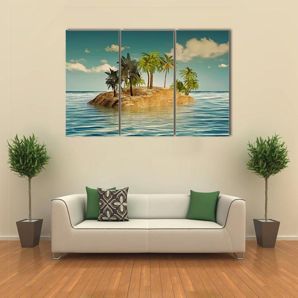 Island In The Sea Canvas Wall Art-3 Horizontal-Gallery Wrap-37" x 24"-Tiaracle