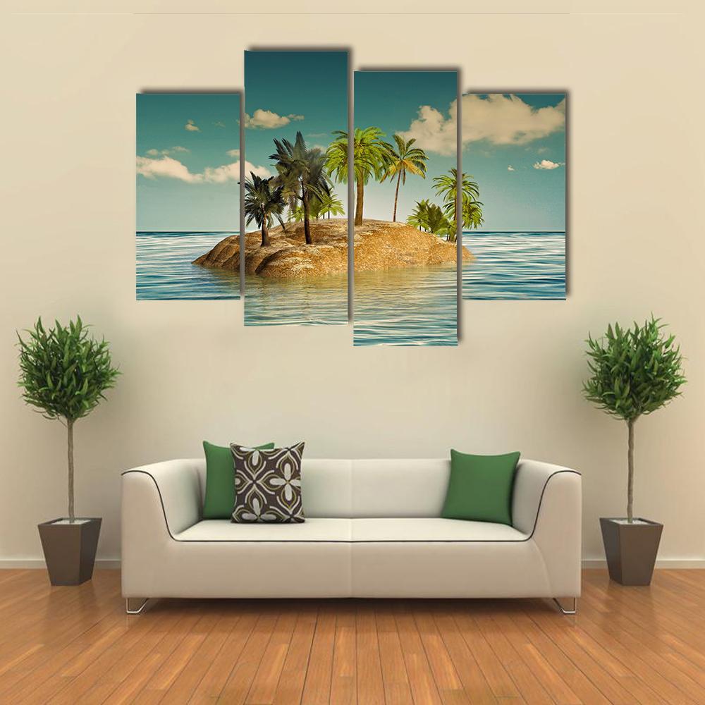 Island In The Sea Canvas Wall Art-4 Pop-Gallery Wrap-50" x 32"-Tiaracle