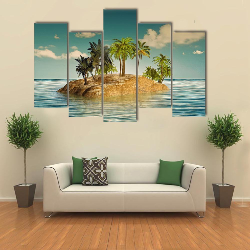 Island In The Sea Canvas Wall Art-5 Star-Gallery Wrap-62" x 32"-Tiaracle