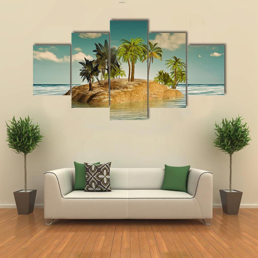 Island In The Sea Canvas Wall Art-5 Star-Gallery Wrap-62" x 32"-Tiaracle