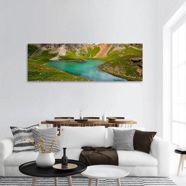 Lake In San Juan Mountains Panoramic Canvas Wall Art-3 Piece-25" x 08"-Tiaracle