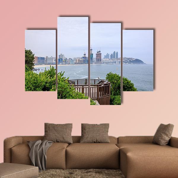 Island of Camellias In Busan Canvas Wall Art-4 Pop-Gallery Wrap-50" x 32"-Tiaracle