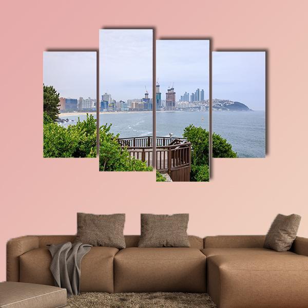 Island of Camellias In Busan Canvas Wall Art-3 Horizontal-Gallery Wrap-25" x 16"-Tiaracle