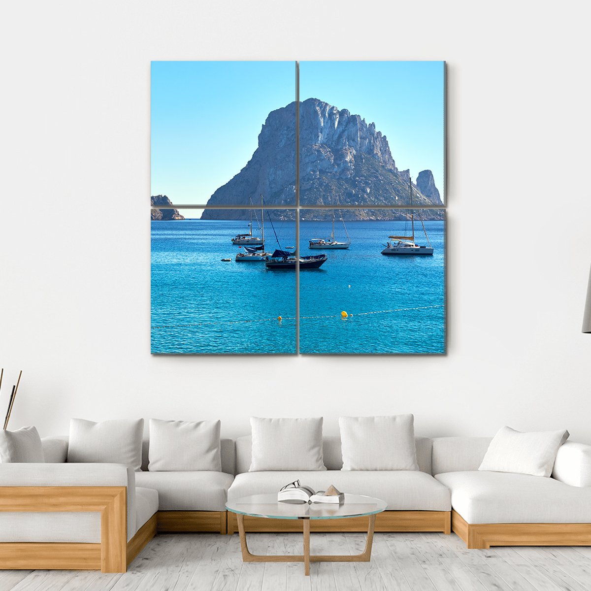 Island Of Es Vedra Canvas Wall Art-4 Square-Gallery Wrap-17" x 17"-Tiaracle