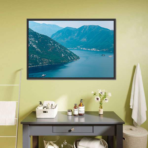 Island Of Gospa Od Skrpela Kotor Bay Canvas Wall Art-1 Piece-Floating Frame-24" x 16"-Tiaracle