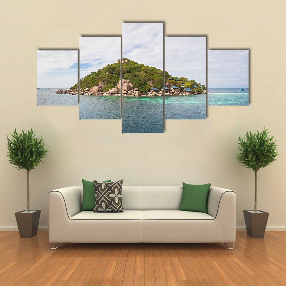 Island Of Koh Nang Yuan Canvas Wall Art-5 Star-Gallery Wrap-62" x 32"-Tiaracle