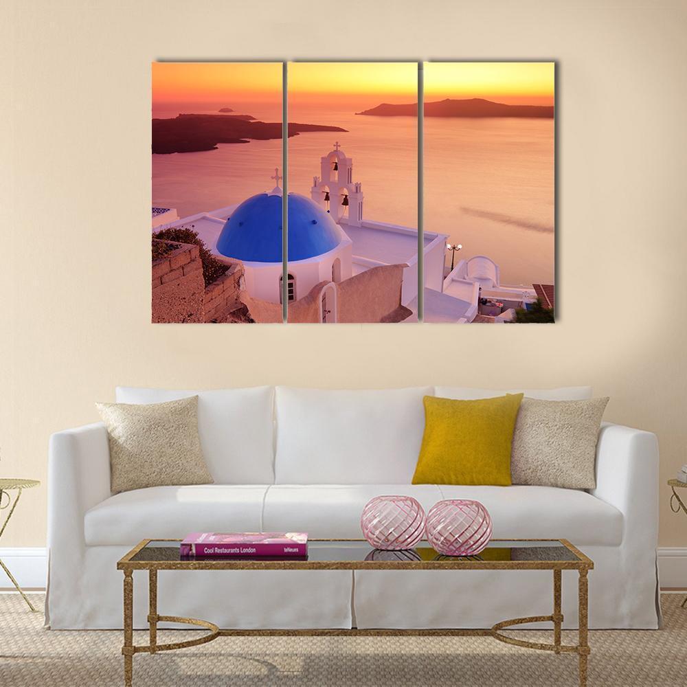 Island Of Santorini Canvas Wall Art-3 Horizontal-Gallery Wrap-37" x 24"-Tiaracle