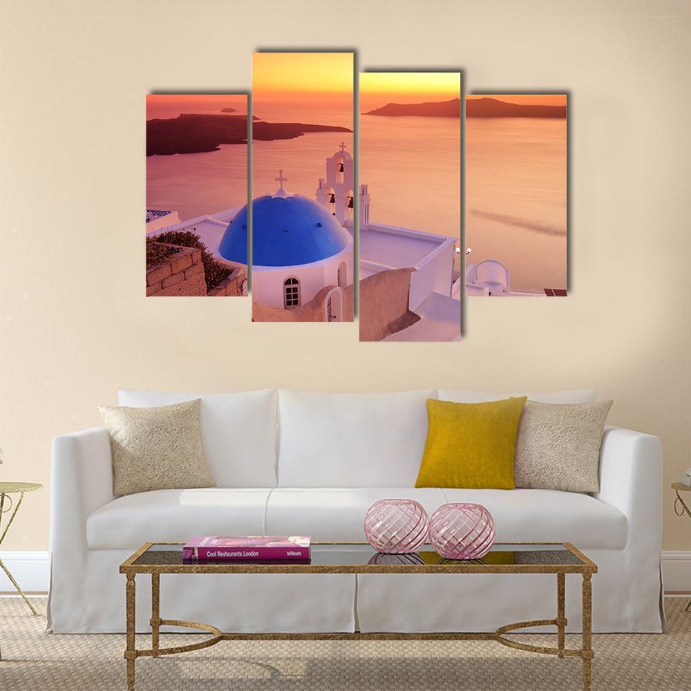 Island Of Santorini Canvas Wall Art-4 Pop-Gallery Wrap-50" x 32"-Tiaracle
