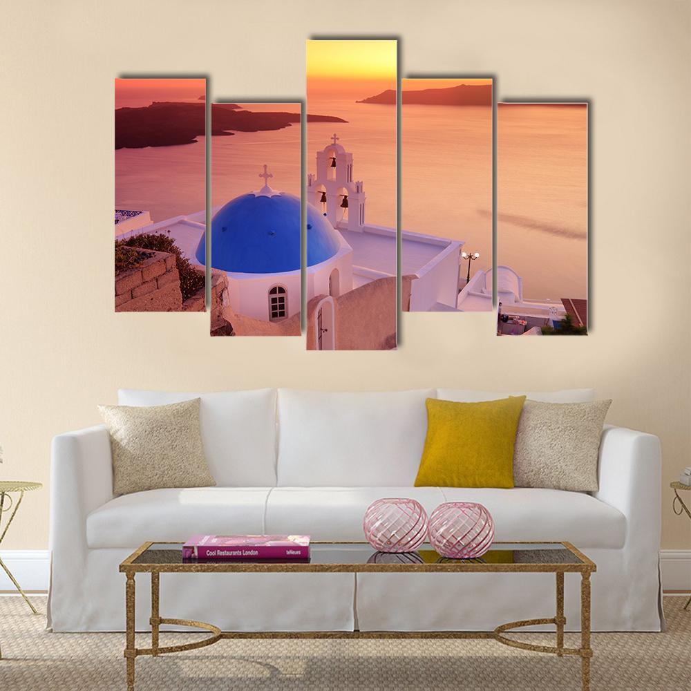 Island Of Santorini Canvas Wall Art-5 Pop-Gallery Wrap-47" x 32"-Tiaracle