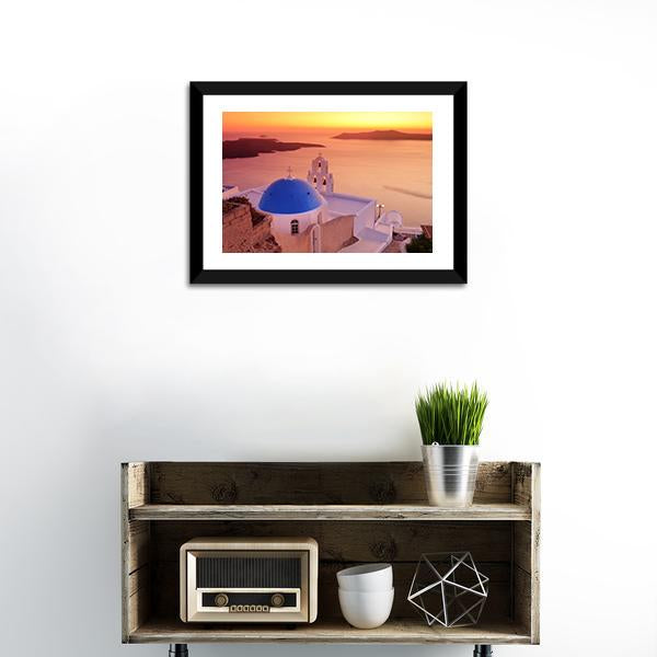Island Of Santorini Canvas Wall Art-1 Piece-Framed Print-20" x 16"-Tiaracle