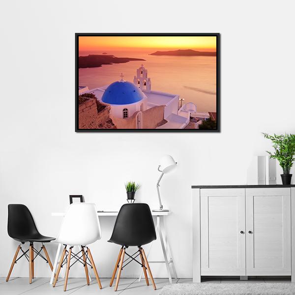 Island Of Santorini Vertical Canvas Wall Art-3 Vertical-Gallery Wrap-12" x 25"-Tiaracle