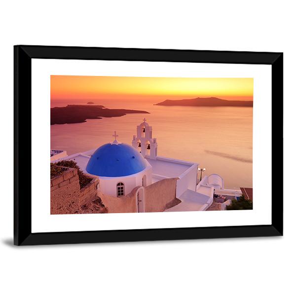 Island Of Santorini Vertical Canvas Wall Art-3 Vertical-Gallery Wrap-12" x 25"-Tiaracle