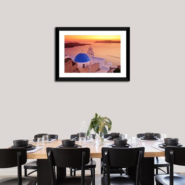 Island Of Santorini Vertical Canvas Wall Art-3 Vertical-Gallery Wrap-12" x 25"-Tiaracle
