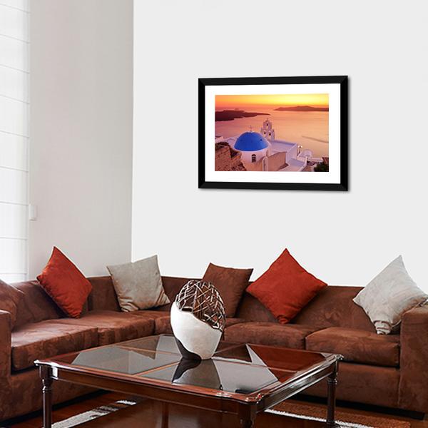 Island Of Santorini Vertical Canvas Wall Art-3 Vertical-Gallery Wrap-12" x 25"-Tiaracle