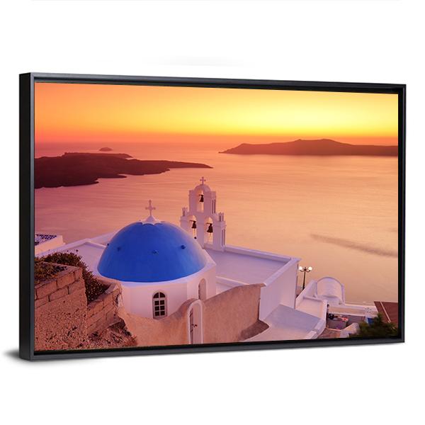 Island Of Santorini Vertical Canvas Wall Art-3 Vertical-Gallery Wrap-12" x 25"-Tiaracle