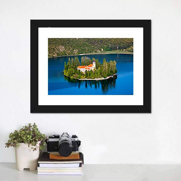 Island On River Krka Canvas Wall Art-3 Horizontal-Gallery Wrap-25" x 16"-Tiaracle