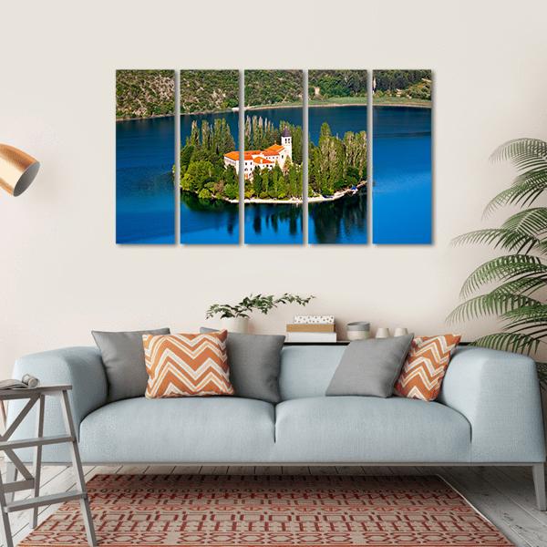 Island On River Krka Canvas Wall Art-5 Horizontal-Gallery Wrap-22" x 12"-Tiaracle