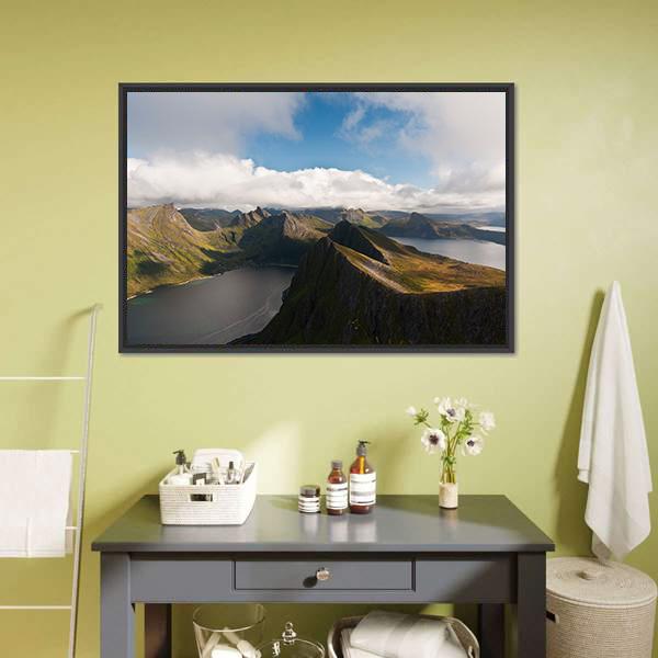 Island Senja In Norway Canvas Wall Art-1 Piece-Floating Frame-24" x 16"-Tiaracle