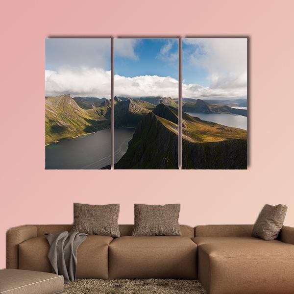 Island Senja In Norway Canvas Wall Art-3 Horizontal-Gallery Wrap-37" x 24"-Tiaracle