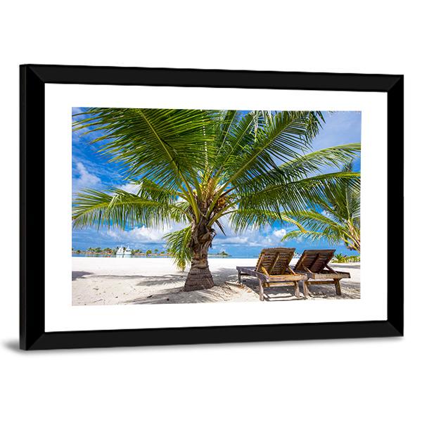 Island View From Palm Tree Canvas Wall Art-3 Horizontal-Gallery Wrap-25" x 16"-Tiaracle