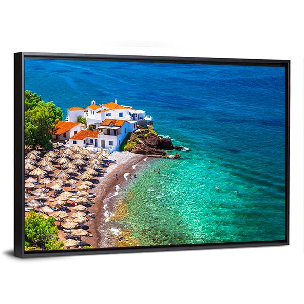 Islands Hydra Greek Canvas Wall Art-5 Horizontal-Gallery Wrap-22" x 12"-Tiaracle