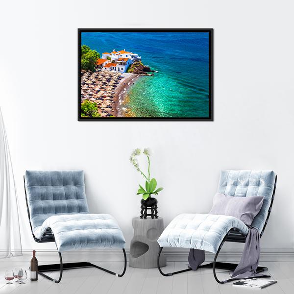 Islands Hydra Greek Canvas Wall Art-5 Horizontal-Gallery Wrap-22" x 12"-Tiaracle