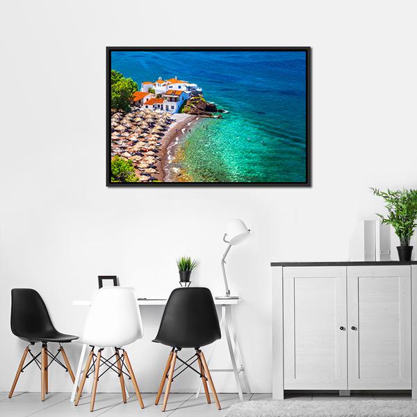 Islands Hydra Greek Canvas Wall Art-5 Horizontal-Gallery Wrap-22" x 12"-Tiaracle