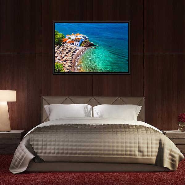 Islands Hydra Greek Canvas Wall Art-5 Horizontal-Gallery Wrap-22" x 12"-Tiaracle