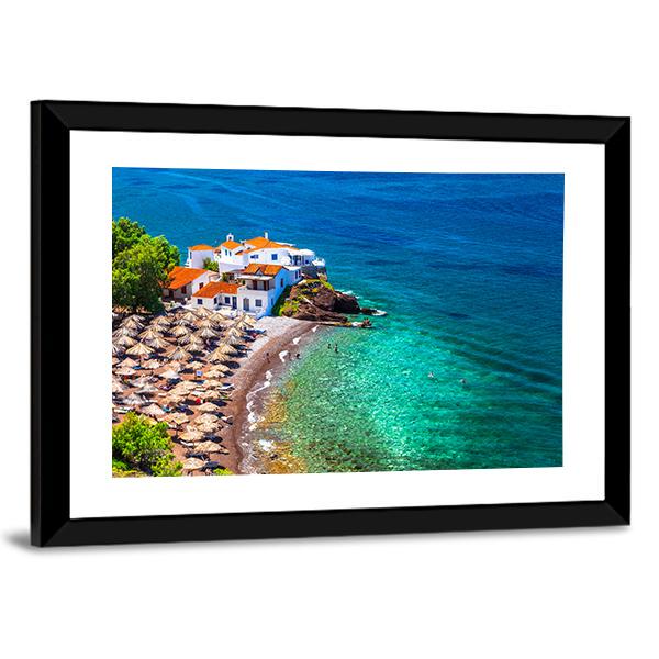 Islands Hydra Greek Canvas Wall Art-5 Horizontal-Gallery Wrap-22" x 12"-Tiaracle