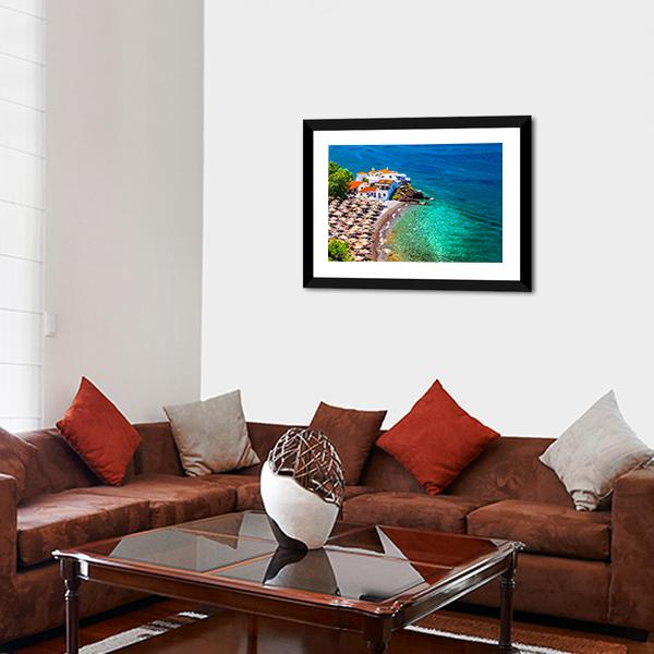 Islands Hydra Greek Canvas Wall Art-5 Horizontal-Gallery Wrap-22" x 12"-Tiaracle