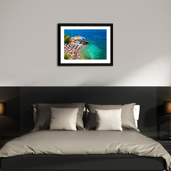 Islands Hydra Greek Canvas Wall Art-5 Horizontal-Gallery Wrap-22" x 12"-Tiaracle