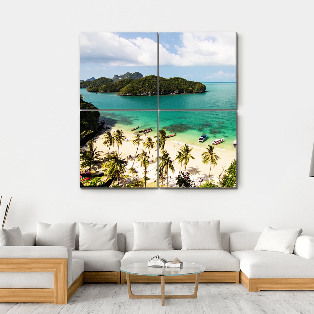 Islands In The Sea And Beach Thailand Canvas Wall Art-4 Square-Gallery Wrap-17" x 17"-Tiaracle