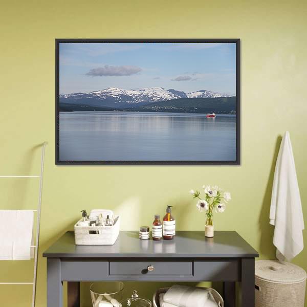 Islands Of Kvaloya &amp; Senja Canvas Wall Art-1 Piece-Floating Frame-24" x 16"-Tiaracle