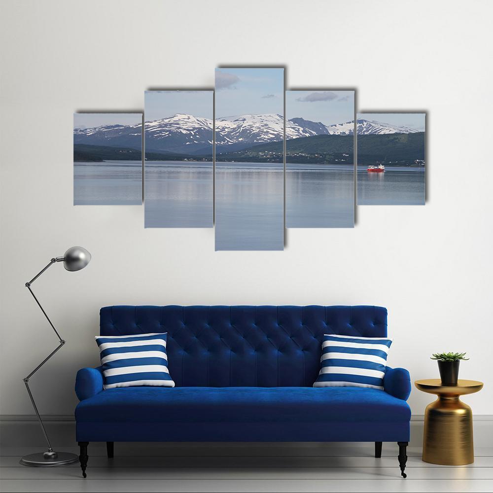 Islands Of Kvaloya & Senja Canvas Wall Art-5 Star-Gallery Wrap-62" x 32"-Tiaracle
