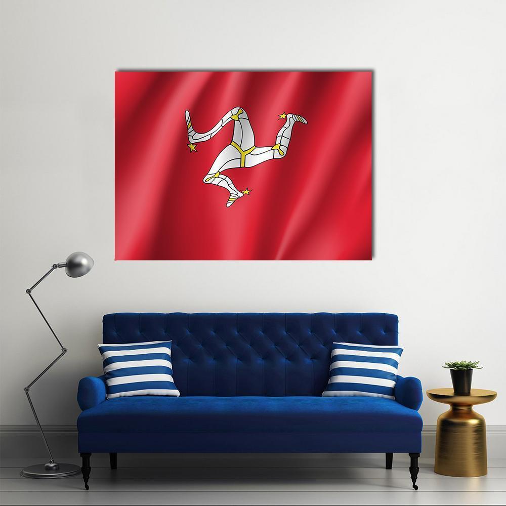 Isle Of Man National Flag Canvas Wall Art-4 Horizontal-Gallery Wrap-34" x 24"-Tiaracle