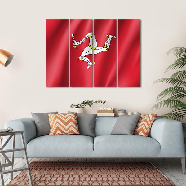 Isle Of Man National Flag Canvas Wall Art-4 Horizontal-Gallery Wrap-34&quot; x 24&quot;-Tiaracle