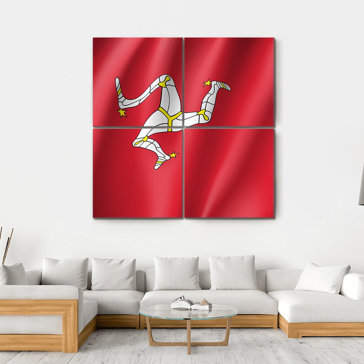 Isle Of Man National Flag Canvas Wall Art-4 Square-Gallery Wrap-17" x 17"-Tiaracle