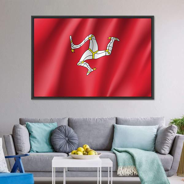 Isle Of Man National Flag Canvas Wall Art-5 Horizontal-Gallery Wrap-22" x 12"-Tiaracle